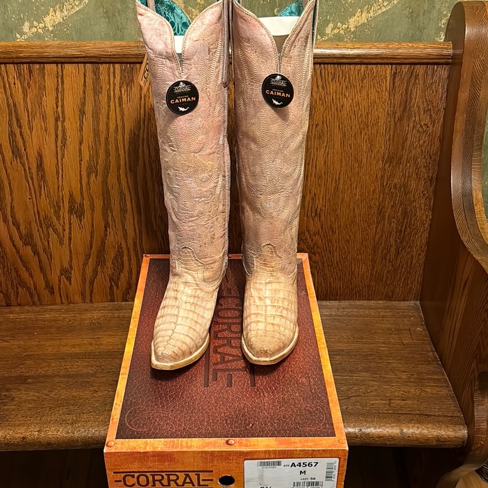 Corral Caiman Cowboy Boots - Pink